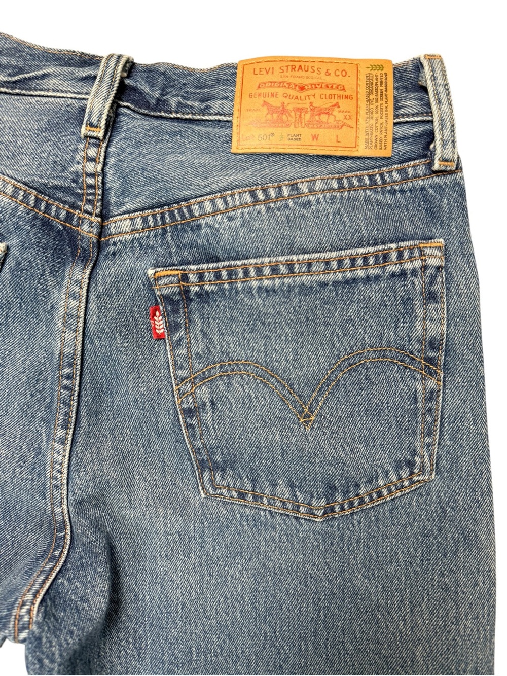 Levi’s 501 Plant-Based Straight Leg Jeans Button Fly Raw Hem Women’s W30 L29 - Picture 5 of 10